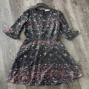 Oasis Black Lace Dress with Floral Accents